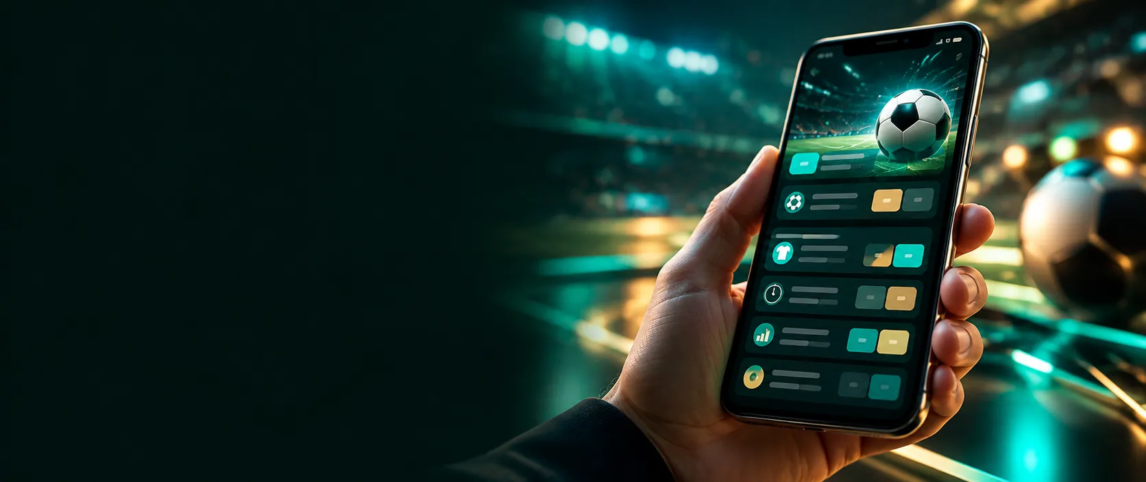 Mano sosteniendo un teléfono con una app de apuestas deportivas
